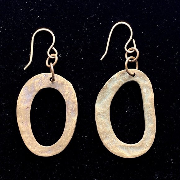 Jane Levy PMC Bronze Art Earrings Handmade Organic Textured Ring French Ear Wire - Picture 4 of 4